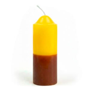 Velón pilar mediano Amarillo y marrón de 4x10cm combinado