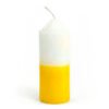 Velón pilar mediano Blanco y amarillo de 4x10cm combinado