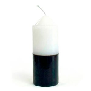 Velón pilar mediano Blanco y negro de 4x10cm combinado