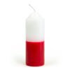 Velón pilar mediano Blanco y rojo de 4x10cm combinado