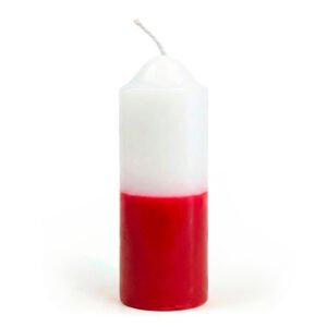 Velón pilar mediano Blanco y rojo de 4x10cm combinado