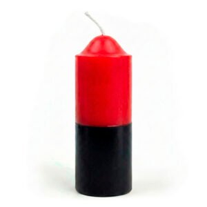 Velón pilar mediano Rojo y negro de 4x10cm combinado