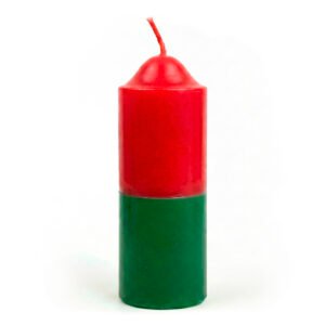 Velón pilar mediano Rojo y verde de 4x10cm combinado