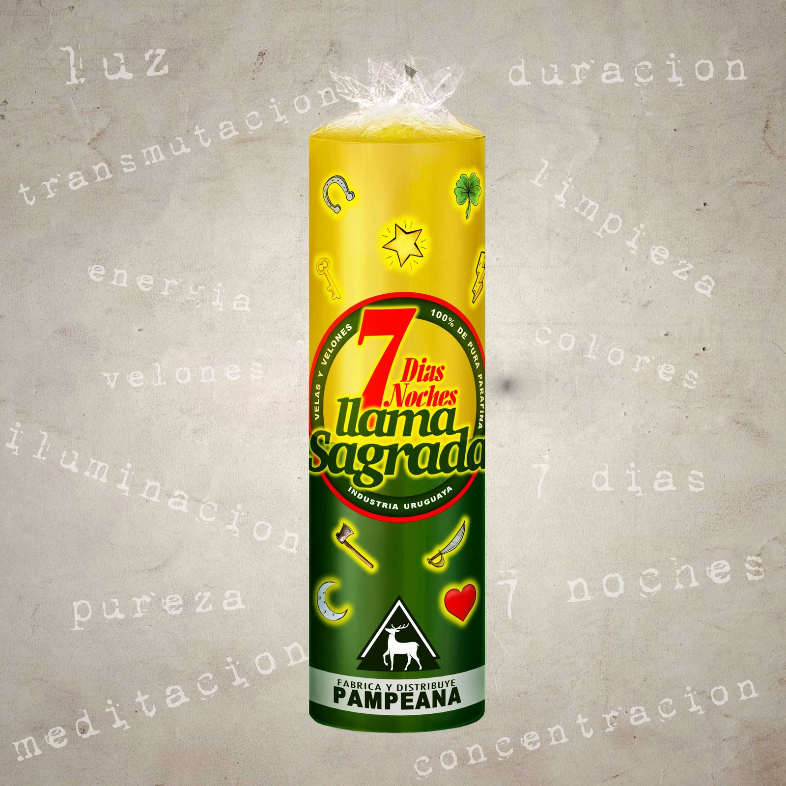 Velón 7 días amarillo y verde