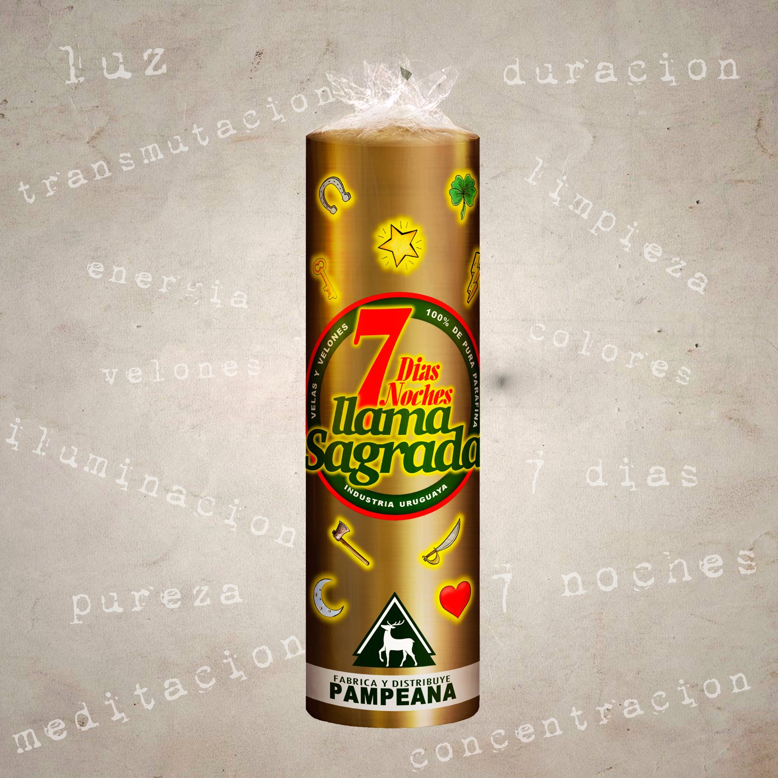 Velón 7 días dorado