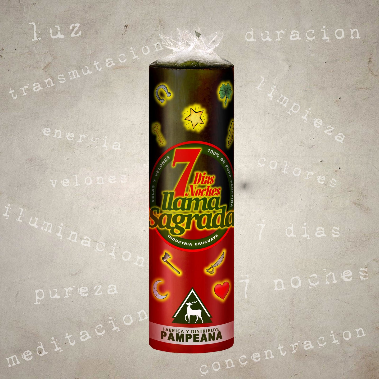 Velón 7 días negro y rojo