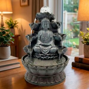 Fuente de Agua Buda indu y piedras