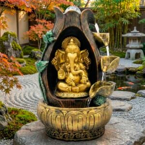 Fuente de agua Ganesha dorada