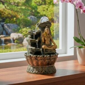 Fuente de agua Indu dorada tres niveles