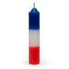 Velón pilar grande Azul, blanco y rojo de 4x20cm combinado