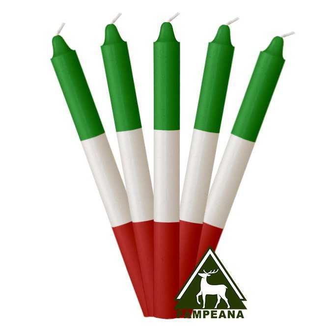 Vela super verde, blanca y roja